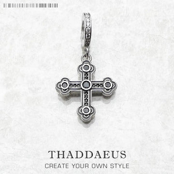 New VintageBlack Cross Dangle Charm Style Fine Christian Jewellery for Women Men Gift In 925 Sterling Silver - The Jewellery Supermarket